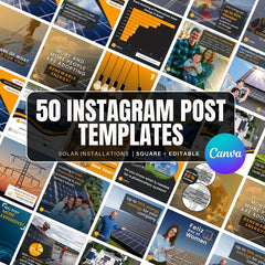 50 Solar Energy Business Instagram Post Templates for Canva | Solar Company Instagram | Gaia Glow Solar Social Media